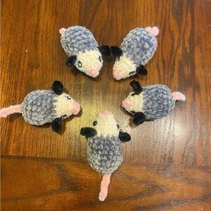 Set of 04 Opossum Amigurumi Crochet Plush Stuffed Animal Mini HANDMADE
